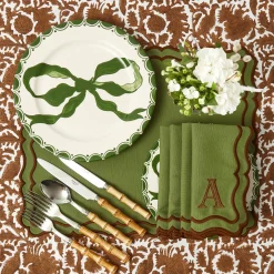 Marilyn Forest Green Bow Dinner Plates (Set of 4)
