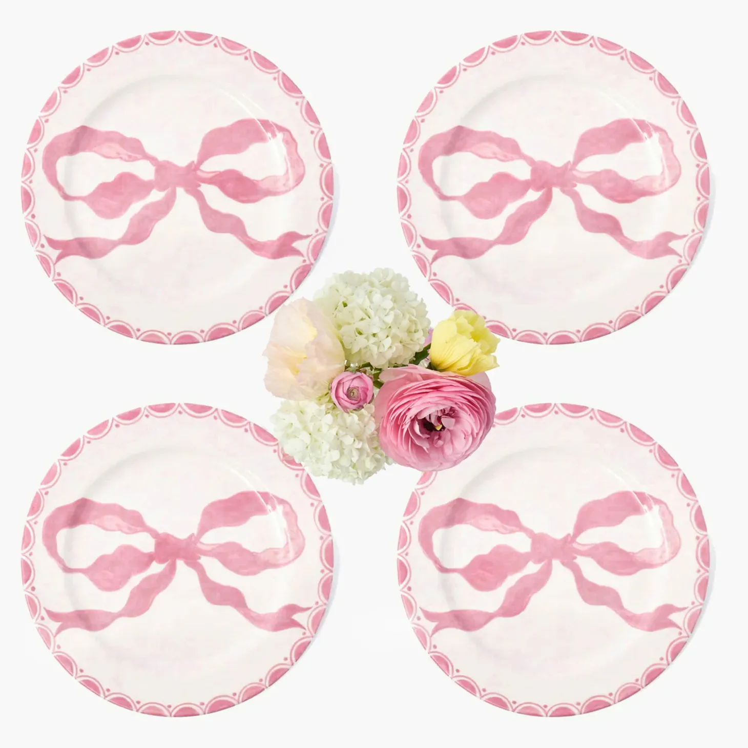 Marilyn Pink Bow Starter Plates (Set of 4)