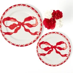 Marilyn Red Bow Dinner & Starter Plates (Set of 8)