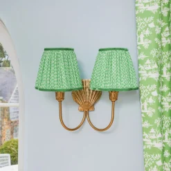 Marina Rechargeable Double Wall Light with Green Lotus Shades (18cm)