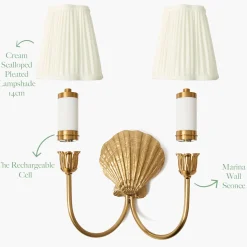Marina Rechargeable Double Wall Light with Cream Shades (14cm)