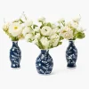 Midnight Blue Hand Painted Tole Bud Vases (Set of 3)