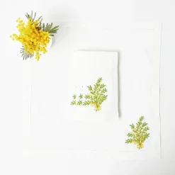 Mimosa White Linen Napkins (Set of 4)