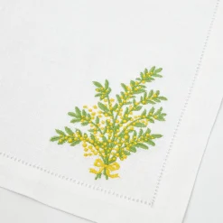 Mimosa White Linen Napkins (Set of 4)