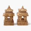 Mini Bow Rattan Pagoda Lanterns (Pair)