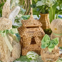 Mini Bow Rattan Pagoda Lanterns (Pair)