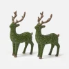 Mini Forest Green Rattan Reindeer (Pair) - 20cm