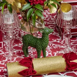 Mini Forest Green Rattan Reindeer (Pair) - 20cm