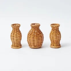 Mini Natural Rattan Vase (Set of 3)