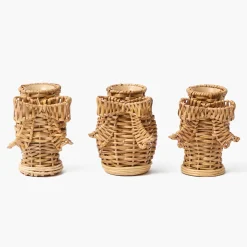 Mini Rattan Bow Vases (Set of 3)