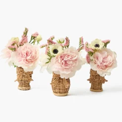 Mini Rattan Bow Vases (Set of 3)