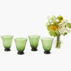 Moss Green Tulip Glasses (Set of 4)
