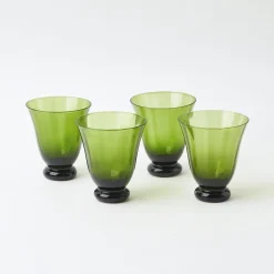 Moss Green Tulip Glasses (Set of 4)