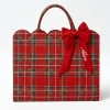 Mrs. Alice Tote Bag (Red Tartan) With Bow