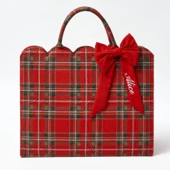 Mrs. Alice Tote Bag (Red Tartan) With Bow