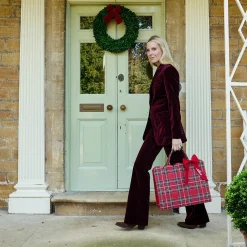 Mrs. Alice Tote Bag (Red Tartan) With Bow