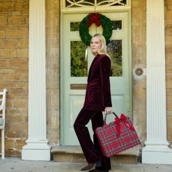 Mrs. Alice Tote Bag (Red Tartan) With Bow