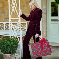 Mrs. Alice Tote Bag (Red Tartan) With Bow