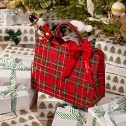 Mrs. Alice Tote Bag (Red Tartan) With Bow