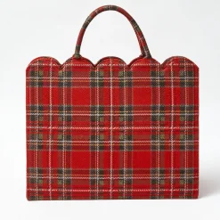 Mrs. Alice Tote Bag (Red Tartan) With Bow