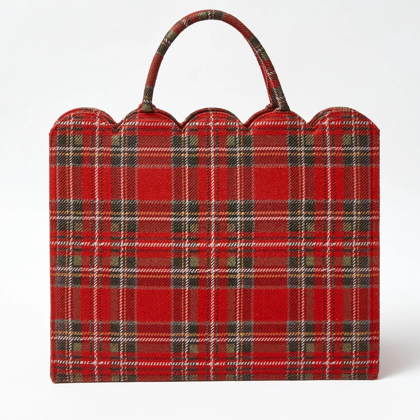 Mrs. Alice Tote Bag (Red Tartan) With Bow