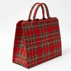 Mrs. Alice Tote Bag (Red Tartan) With Bow