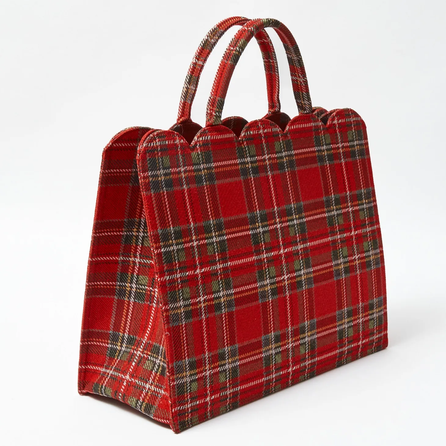 Mrs. Alice Tote Bag (Red Tartan) With Bow
