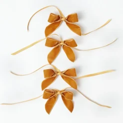 Mustard Velvet Mini Bows (Set of 4)