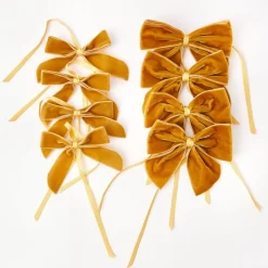 Mustard Velvet Mini Bows (Set of 4)