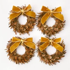 Mustard Velvet Mini Bows (Set of 4)