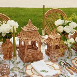 Natural Rattan Pagoda Lantern Set
