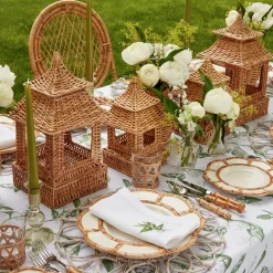 Natural Rattan Pagoda Lantern Set
