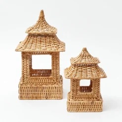 Natural Rattan Pagoda Lantern Set