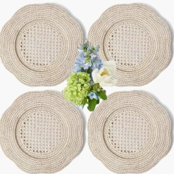 Natural Scalloped Rattan Charger Plates (Set of 4)