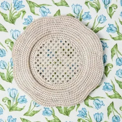 Natural Scalloped Rattan Charger Plates (Set of 4)