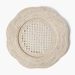 Natural Scalloped Rattan Charger Plates (Set of 4)
