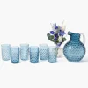 Navy Hobnail Glasses & Jug Set