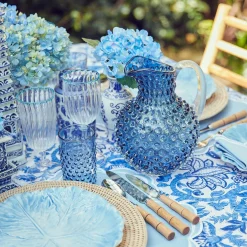Navy Hobnail Glasses & Jug Set