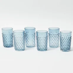Navy Hobnail Glasses & Jug Set
