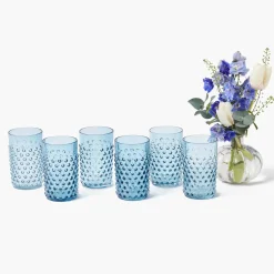 Navy Hobnail Glasses & Jug Set