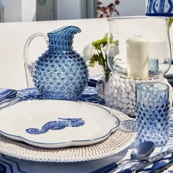 Navy Hobnail Glasses (Set of 6)