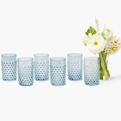 Navy Hobnail Glasses (Set of 6)