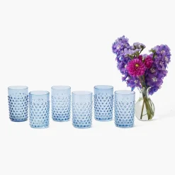Navy Hobnail Glasses (Set of 6)