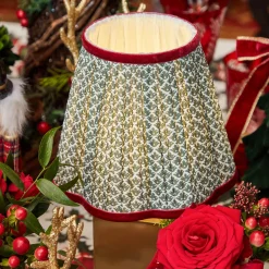 Olive & Red Lotus Lampshade (18cm)