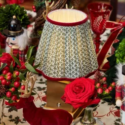 Olive & Red Lotus Lampshade (18cm)