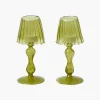 Olive Glass Lantern Tea Light Holder (Pair) - 18 cm