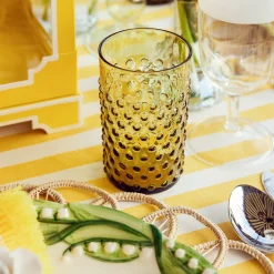 Olive Green Hobnail Jug & Glasses (Set of 6)