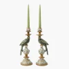 Olive Green Parrot Candleholder (Pair)