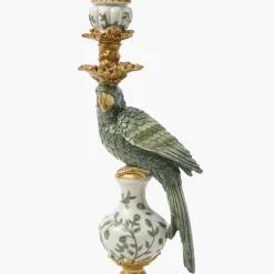 Olive Green Parrot Candleholder (Pair)