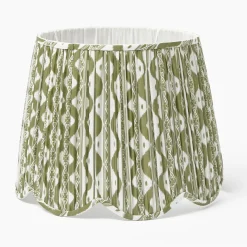 Olive Ikat Deep Scalloped Lampshade (40cm)